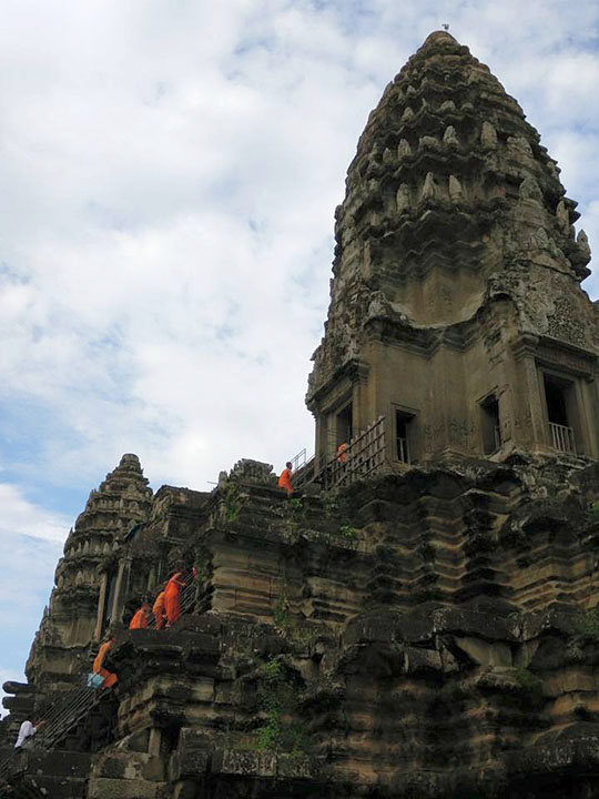 Monks ascending the steps